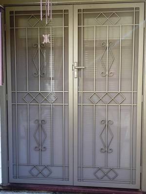 Cb: 41 Clear Breeze Bright Steel Security Double Doors With Privacy Mesh In Jasper. CB: 41 Clear Breeze Bright Steel Security Double Doors With Privacy Mesh In Jasper.