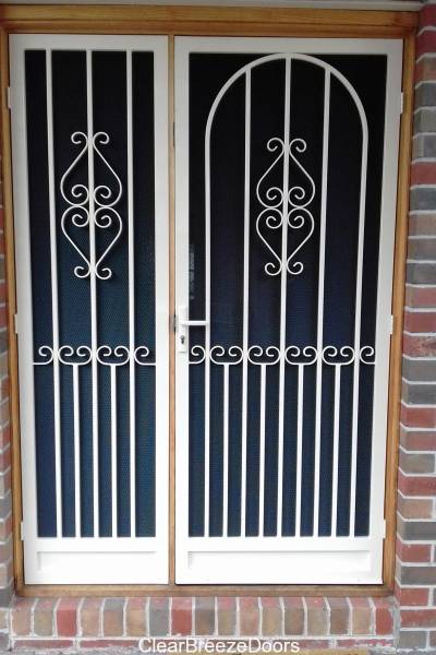 CB: 38 Clear Breeze Cobram Steel Security Door & Side Panel With High Strength Privacy Black Mesh.