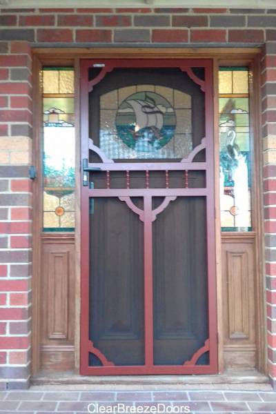 CB: 34 Clear Breeze Steel Dalesford Four With Stainless Steel Mesh In Manor Red.