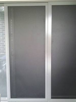 Cb: 9 Stacker Sliders Perforated Black Mesh Door 900Mm Each Screen Door Wide Angle View In Woodland Grey Colour