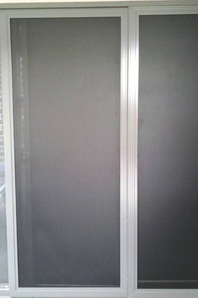 Cb: 9 Stacker Sliders Perforated Black Mesh Door 900Mm Each Screen Door Wide Angle View In Woodland Grey Colour